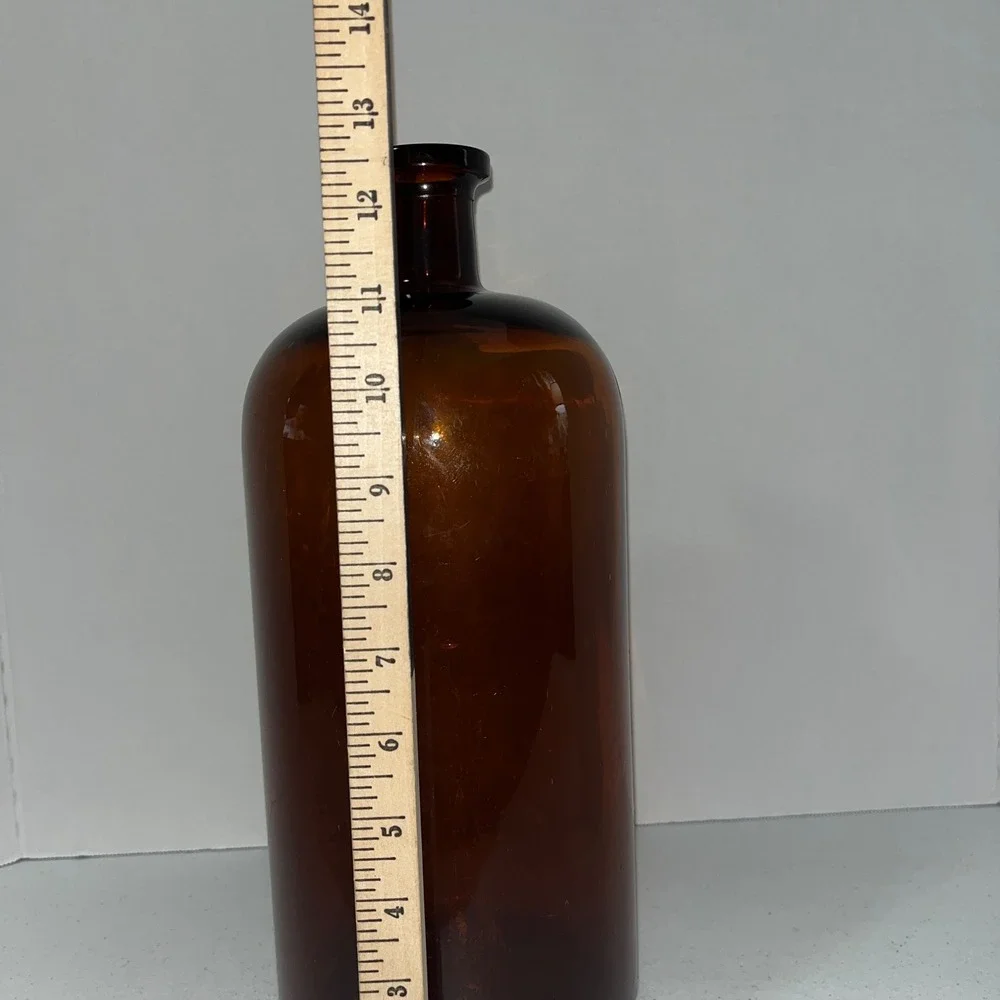 Vintage Amber Glass Bottle‎ Apothecary Style Tall Storage Display Vase